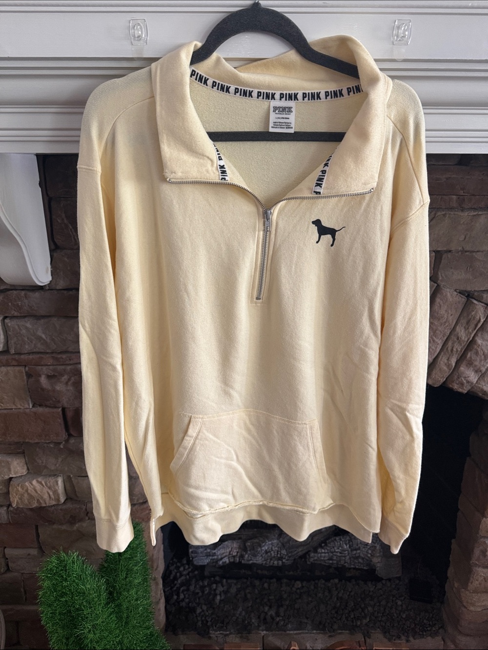 PINK Victoria's Secret Pale Yellow Half-Zip Pullover Sweatshirt